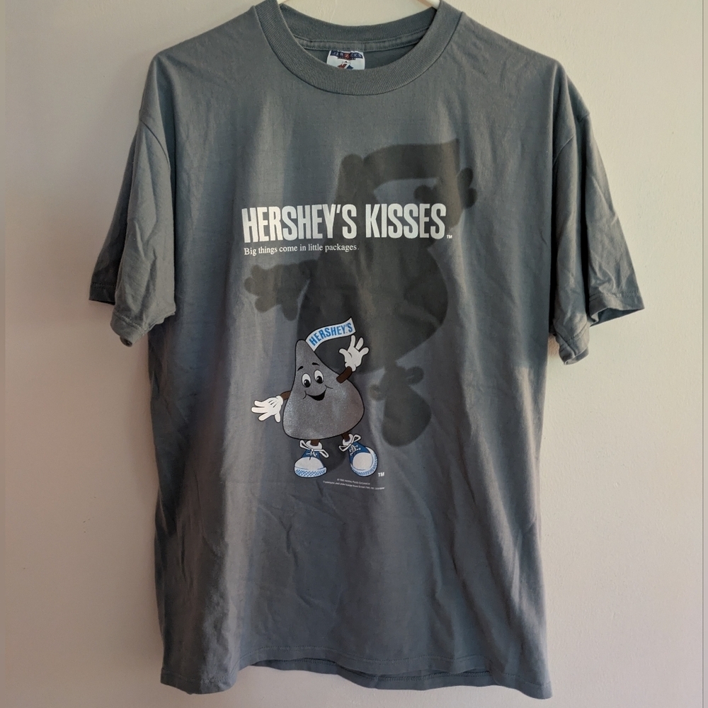 Vintage 90s Hersey's Kisses Graphic Tee Gray Large